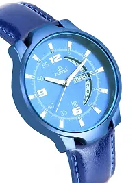 dlx hmt Men Analog Watch, Leather Strap Mechanical Watch with Date  Day, Men Wrist Watch (Blue)-thumb2