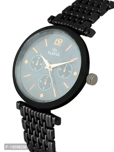 dlx hmt Women Analog Watch, Stainless Steel Automatic Watch, Quartz Watch, Bracelet Watch, Ladies Wrist Watch (Black)-thumb2