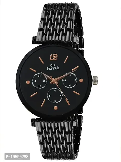 dlx hmt Women Analog Watch, Stainless Steel Automatic Watch, Quartz Watch, Bracelet Watch, Ladies Wrist Watch (Black)-thumb0