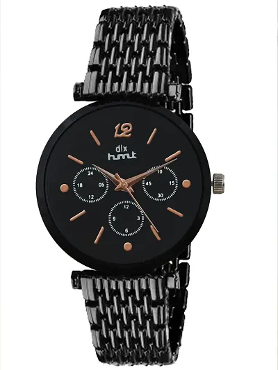 dlx hmt Women Analog Watch, Stainless Steel Automatic Watch, Quartz Watch, Bracelet Watch, Ladies Wrist Watch (Black)