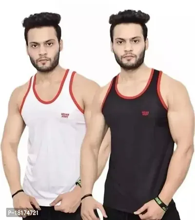 Stylish Polyester Solid Vest For Men Pack Of 2