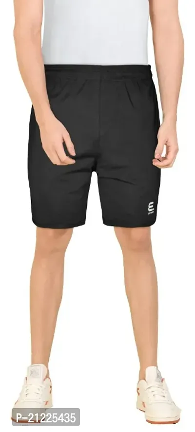 Evoque Men Solid Black Shorts-thumb0