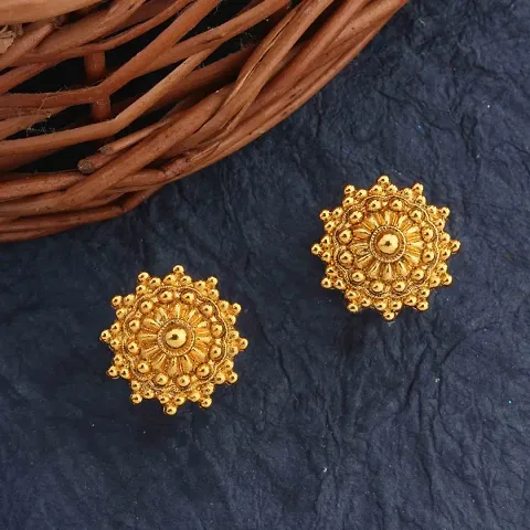Traditional Gold Plated Alloy Stud Earrings