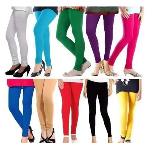 Stylish Viscose Solid Leggings for Women Pack of 10