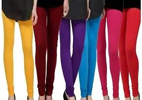 Fabulous Multicoloured Cotton leggings For Women Pack Of 6-thumb3