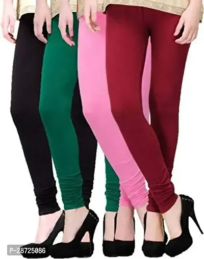 Fabulous Multicoloured Cotton Blend leggings For Women Pack Of 4-thumb0