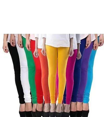 Stylish Viscose Solid Leggings for Women Pack of 10