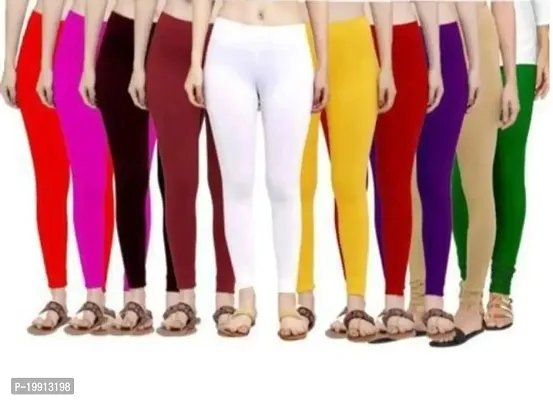 Women/Girl Churidar Leggings Pack of 10 Multicolour-thumb0
