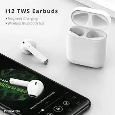 i12 WHITE  Earbuds/TWS/buds 5.1 with 280H Playtime, Headphones  Bluetooth Headset  (White, True Wireless)