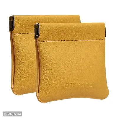 Genuine Leather Square Pocket Coin Case Retro Squeeze Snap Button Wallet  Earphone Holder Pouch Tray Wallet Men Women Purse
