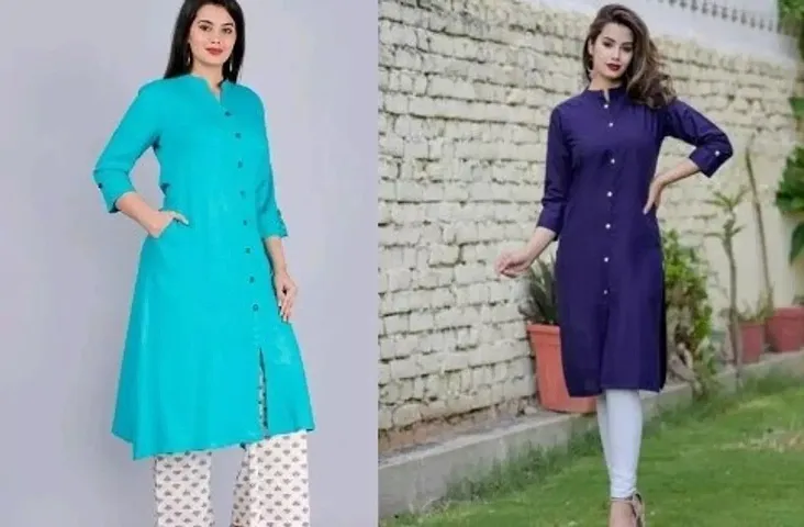 Stylish Solid Kurta For Women Pack Of 2