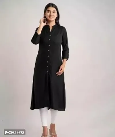 Elegant Black Cotton Solid Kurta For Women-thumb0