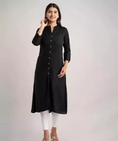 Fancy Solid Cotton A-Line Kurta