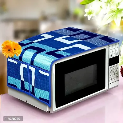 Stylish Fancy Anti-Dust Polyster Microwave Oven Top Cover With 4 Utility Pockets-thumb0