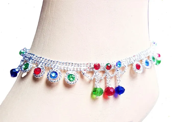 Trendy Designer Anklets with Multi Colour Stones