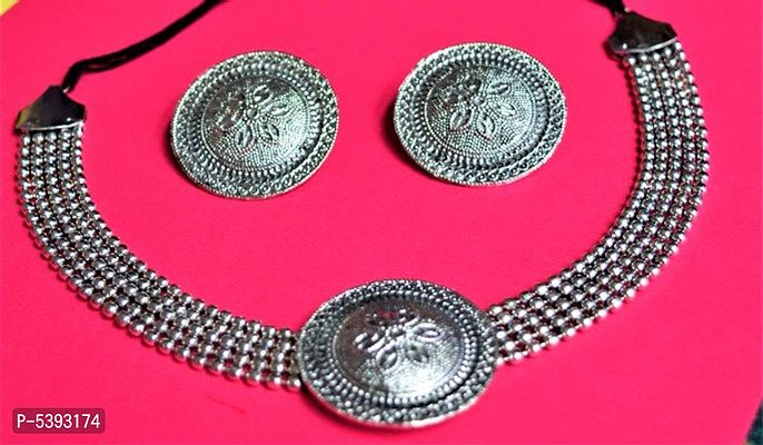 Oxidized Choker with Earrings