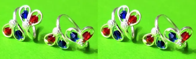 Combo Of 2 Pair Designer Alloy Crystal Toe Rings