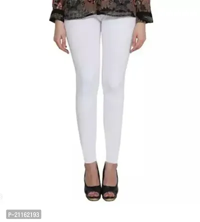 Fabulous White Lycra Solid Leggings For Women