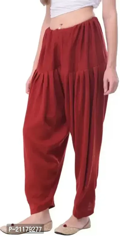 Fabulous Maroon Cotton Solid Salwars For Women-thumb0