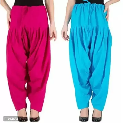 Classic Pure Cotton Solid Salwars for Women, Pack of 2-thumb0