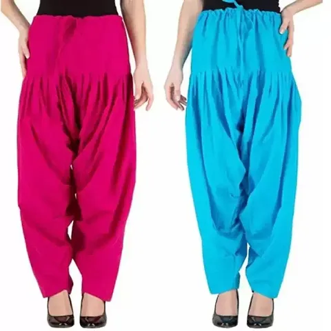 Classic Pure Cotton Solid Salwars for Women, Pack of 2