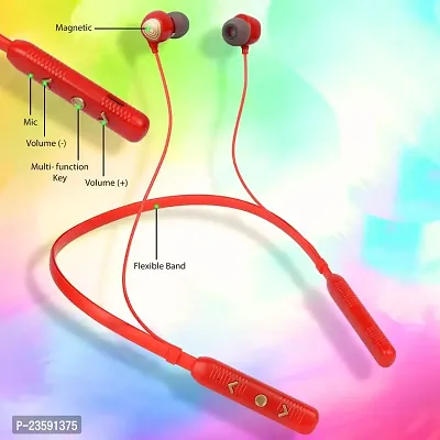 One 3 Shoot Wireless Bluetooth Neckband in Ear with Mic, 32 hrs Continuous Playtime, Fully Charged in 1 hr with 300 mAh Battery Capacity - Bluetooth Headphone (Red) (Charging cable not included)-thumb4