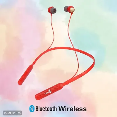 One 3 Shoot Wireless Bluetooth Neckband in Ear with Mic, 32 hrs Continuous Playtime, Fully Charged in 1 hr with 300 mAh Battery Capacity - Bluetooth Headphone (Red) (Charging cable not included)-thumb3