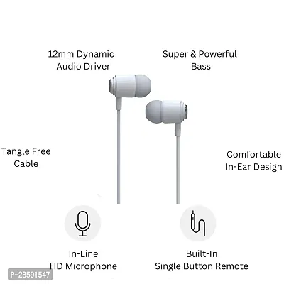 One 3 Stringz Wired Super Bass Earphones with Mic (White)-thumb0