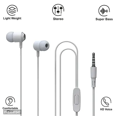 One 3 Stringz Wired Super Bass Earphones with Mic (White)-thumb3