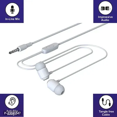 One 3 Stringz Wired Super Bass Earphones with Mic (White)-thumb2