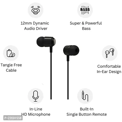 One 3 Stringz Wired Super Bass Earphones with Mic (Black)