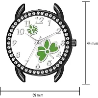 HD SALES Casual Analogue Unique Design Green Flower Printed Dial with Black Maganet Strap Designer Fashion Wrist Analog Watch-thumb2