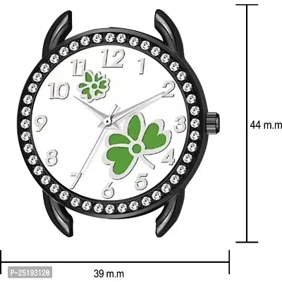 HD SALES Casual Analogue Unique Design Green Flower Printed Dial with Black Maganet Strap Designer Fashion Wrist Analog Watch-thumb3