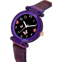 HD SALES Dual Batterfly Black Color Dial Magaet Strap Watch for Girls,Women Analog Watch-thumb1