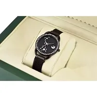 HD SALES Fashion Round Daimouns Desing Chand Black dial Black maganet Strap for Girl Wrist Watch-thumb2