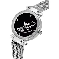 HD SALES Designer Heart Dial Black Silver Magnet Bult Girls and Women Wrist Watches-thumb2