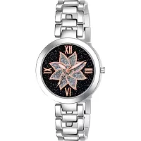 HD SALES Black Flower Dial Stylish Girls Wrist Watch Analog Watch-thumb3