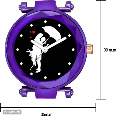 HD SALES Black Dial Couple Chhatari Designer Purple maganet Strap Watch for Girl Analog Watch-thumb4