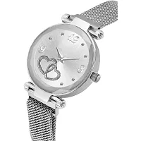 HD SALES Heart Dial Silver Magnetic Strap Fashion Lady Analog Watch for Girls and Women-thumb2