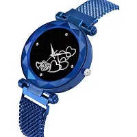 HD SALES Designer Heart Dial Black Blue Magnet Bult Girls and Women Wrist Watches-thumb2