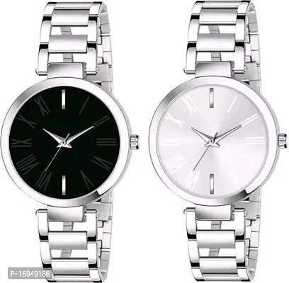 Stylish Silver Stainless Steel Analog Watches For Women-thumb0