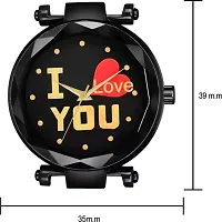 HD SALES Fashion I Love You Black Color Dial with Black Maganet Strap for Girl Designer Fashion Wrist Analog Watch-thumb2