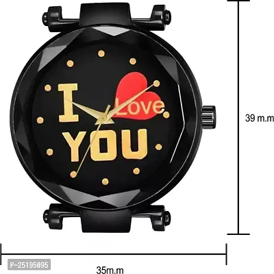 HD SALES Fashion I Love You Black Color Dial with Black Maganet Strap for Girl Designer Fashion Wrist Analog Watch-thumb3