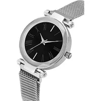 HD SALES Fashion Black Color Roman Digit dial Silver Maganet Strap Girl Watch-thumb1