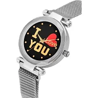 HD SALES Fashion I Love You Black Color Dial with Silver Maganet Strap for Girl Designer Fashion Wrist Analog Watc-thumb1