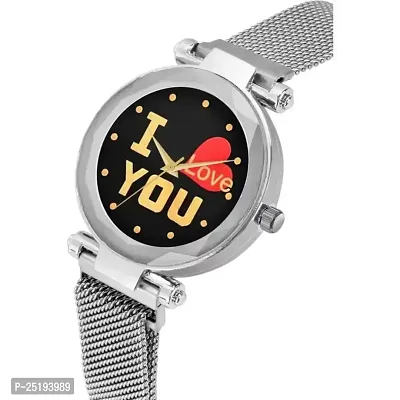 HD SALES Fashion I Love You Black Color Dial with Silver Maganet Strap for Girl Designer Fashion Wrist Analog Watc-thumb2