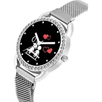 HD SALES Black Bethu Couple Heart Dial Silver Maganet Strap Watch for Girl Analog Watch-thumb1