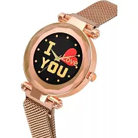 HD SALES I Love You Black Color Dial with Rose Gold Maganet Strap for Girl Designer Fashion Wrist Analog Watch-thumb1