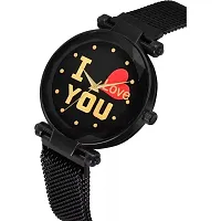 HD SALES Fashion I Love You Black Color Dial with Black Maganet Strap for Girl Designer Fashion Wrist Analog Watch-thumb1