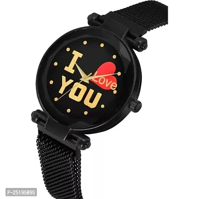 HD SALES Fashion I Love You Black Color Dial with Black Maganet Strap for Girl Designer Fashion Wrist Analog Watch-thumb2